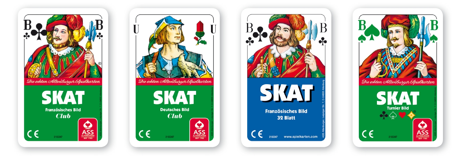 Standardkartenbilder eines Skatblatts mit den vier Buben